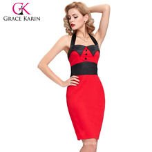 Grace Karin Cheap Women Sexy Cotton Red 1950s Vintage Dress CL4590-7